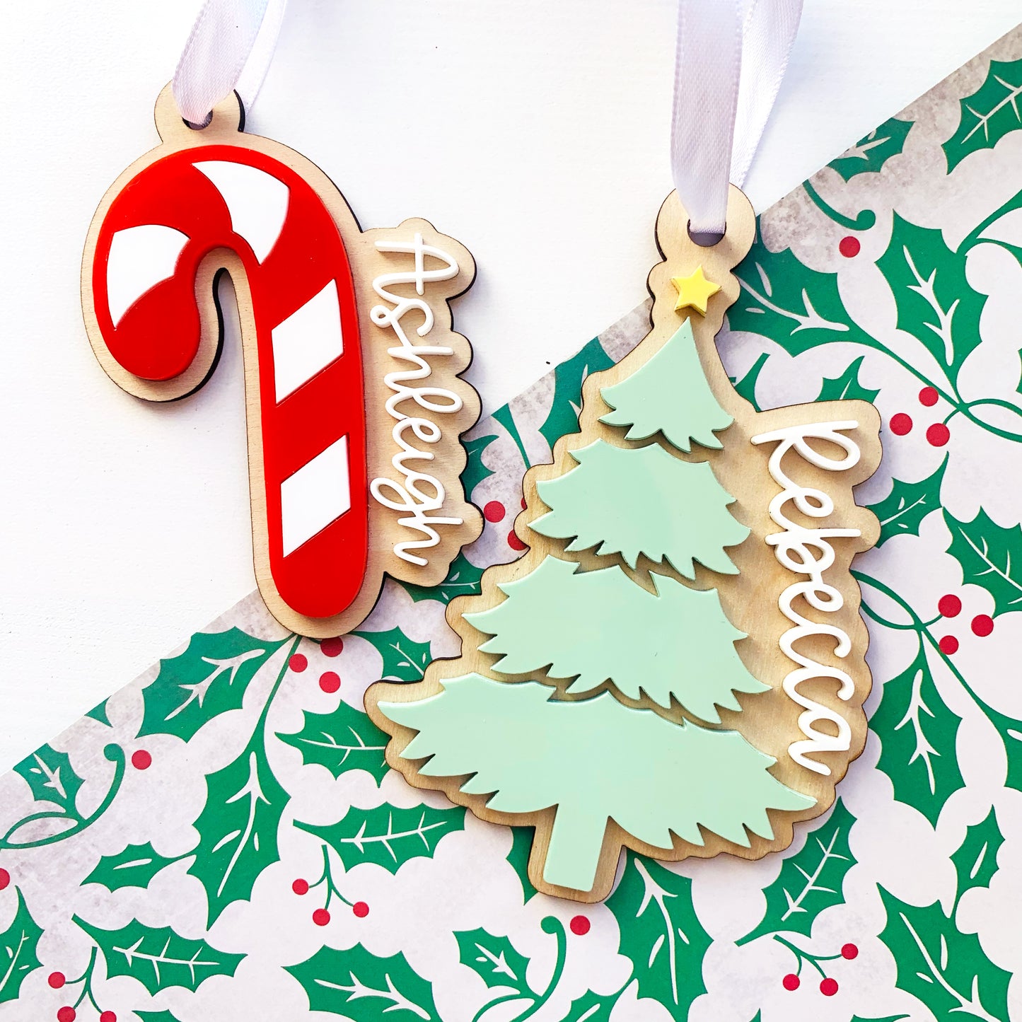 Personalised Candy Cane Acrylic Christmas Ornament