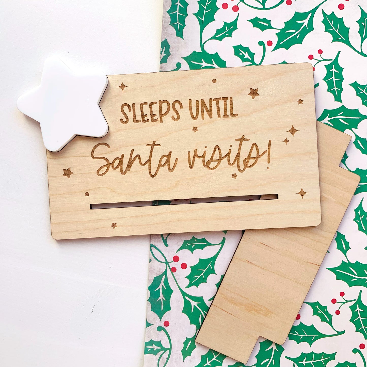 Sleeps Til Santa Visits Wooden Countdown