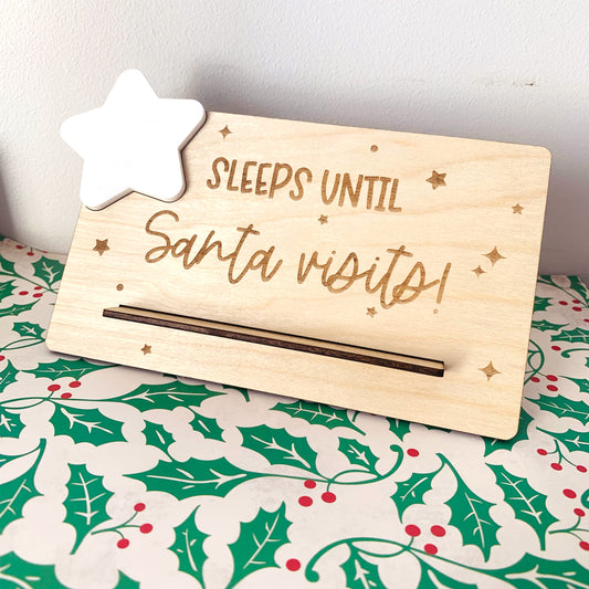 Sleeps Til Santa Visits Wooden Countdown