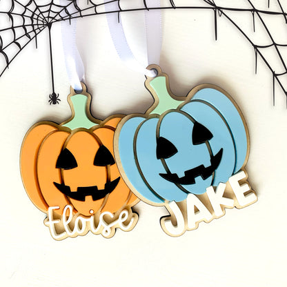 Personalised Pumpkin Halloween Basket Name Tag