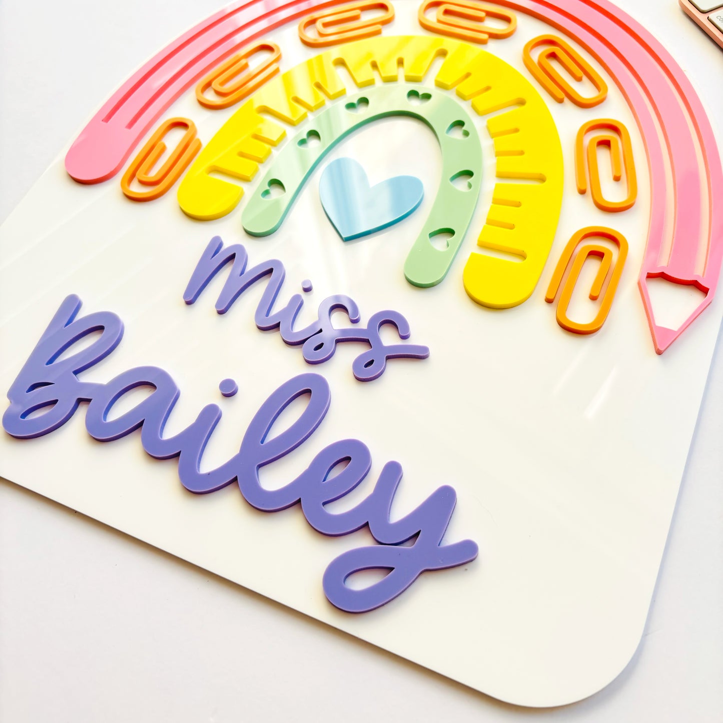Personalised Rainbow Teacher Classroom Sign