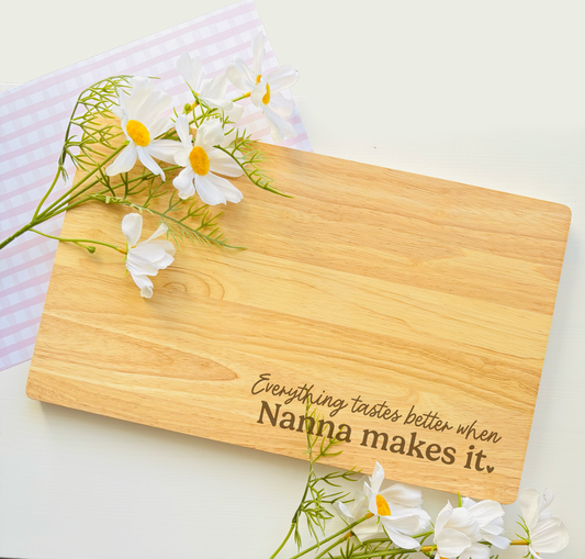 Personalised Everything Tastes Better Wooden Board
