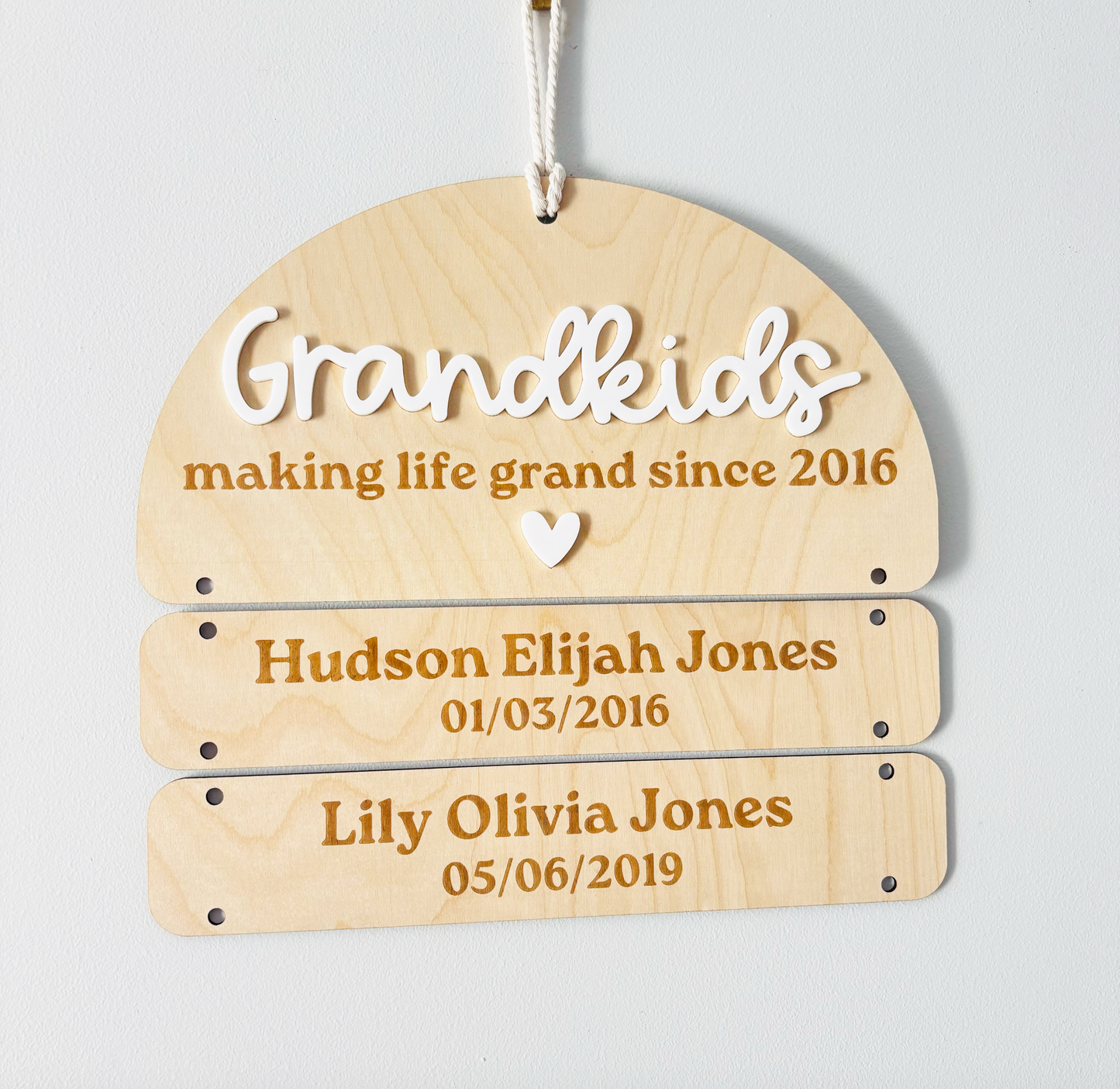 Personalised Grandkids Make Life Grand Heading Sign