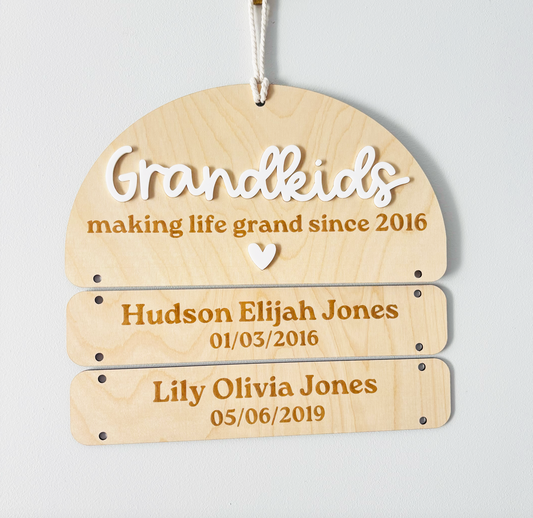 Personalised Grandkids Make Life Grand Heading Sign