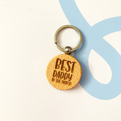 Best Daddy in the World Engraved Wooden Keyring