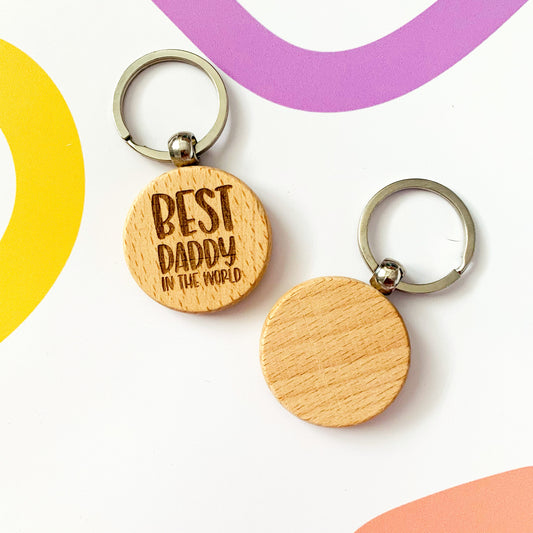 Best Daddy in the World Engraved Wooden Keyring