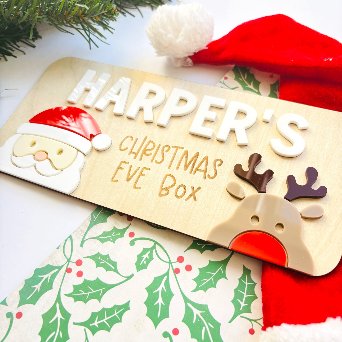 XL Santa/Rudolph Christmas Crate Personalised Plaque