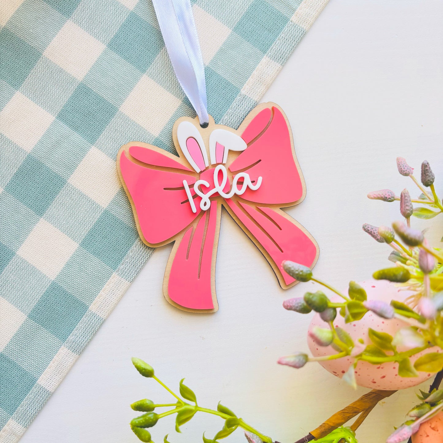 Personalised Bow Easter Basket Tag