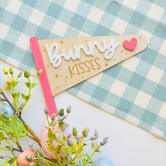 Wood and Acrylic Bunny Kisses Easter Flag