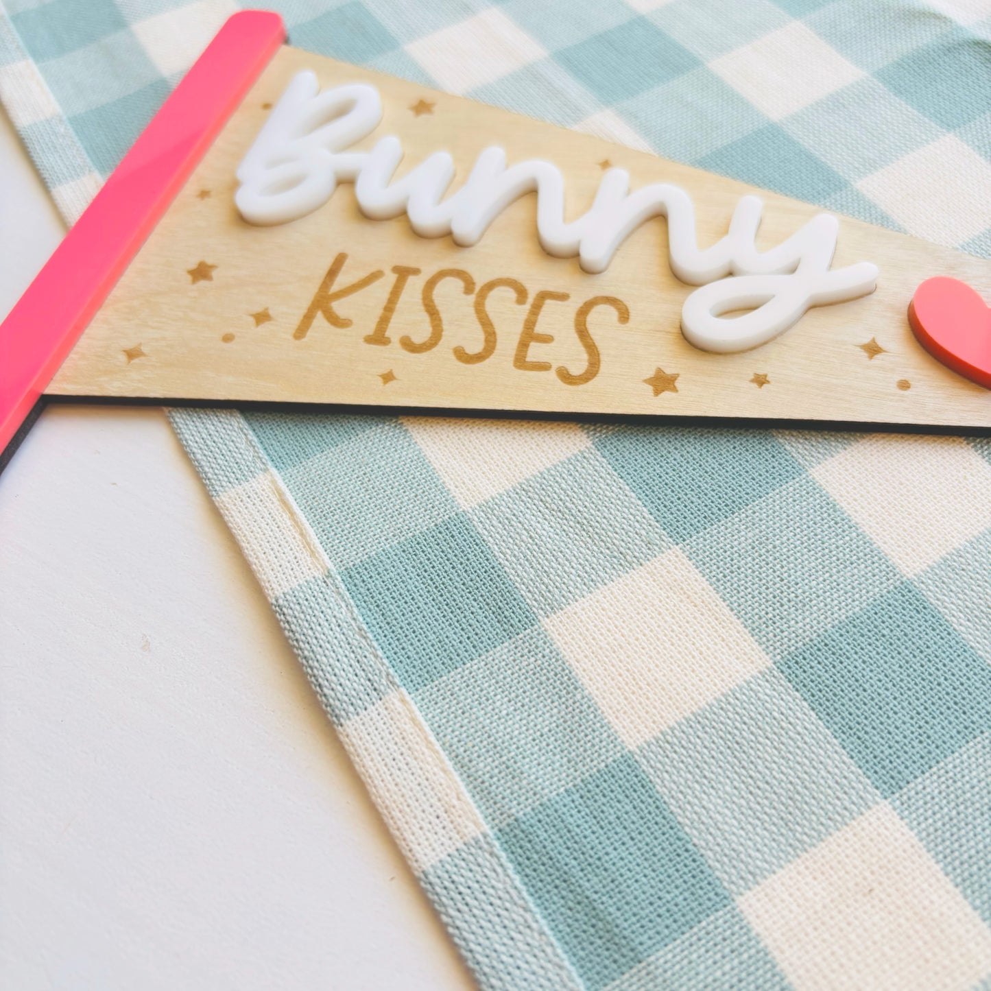Wood and Acrylic Bunny Kisses Easter Flag