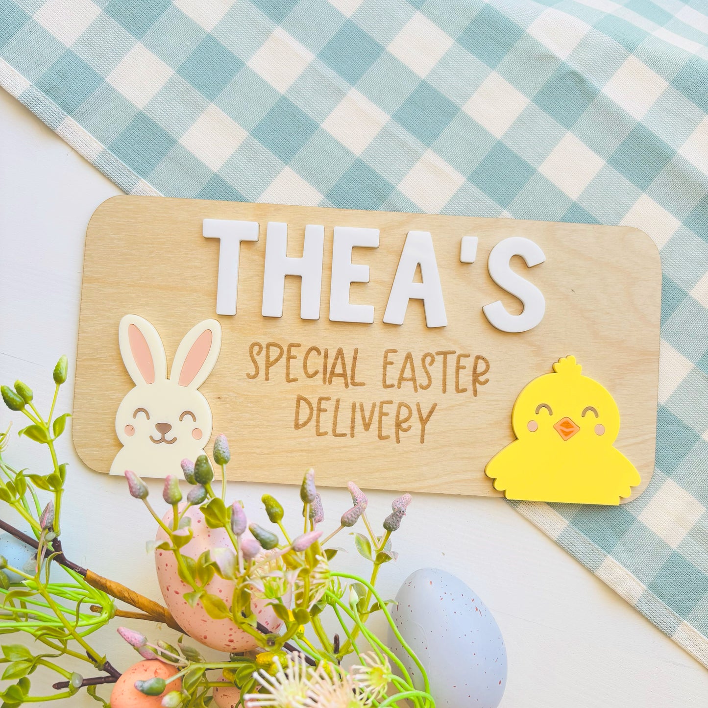 Bunny & Chick Easter Crate Plaque