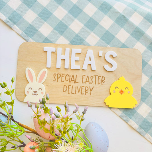 Bunny & Chick Easter Crate Plaque