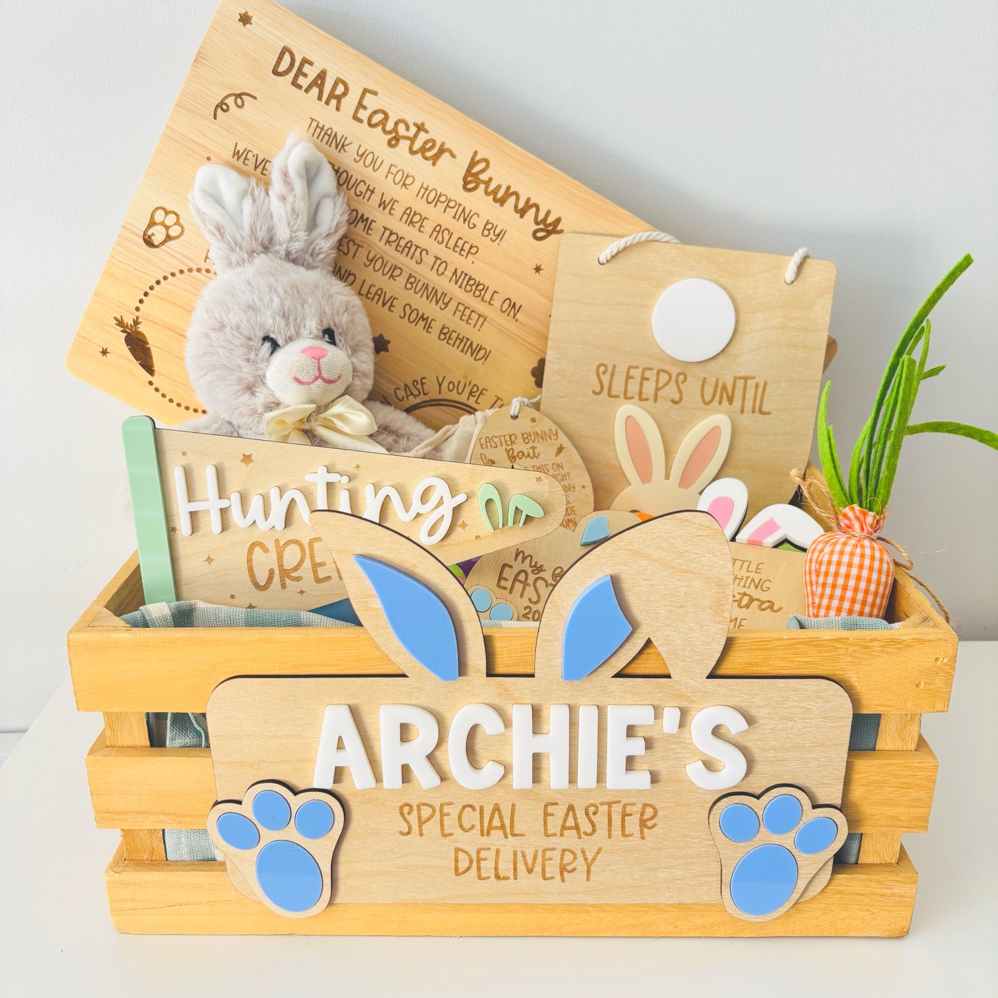 Personalised Bunny Easter Crate Plaque