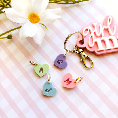 Personalised Heart Letter Keyring Charms