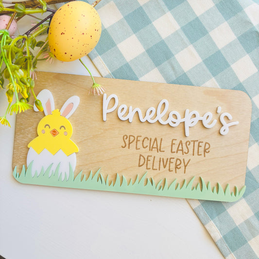 Personalised Chick Easter Crate Plaque