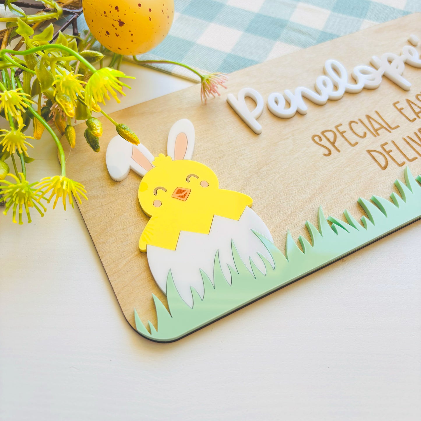 Personalised Chick Easter Crate Plaque