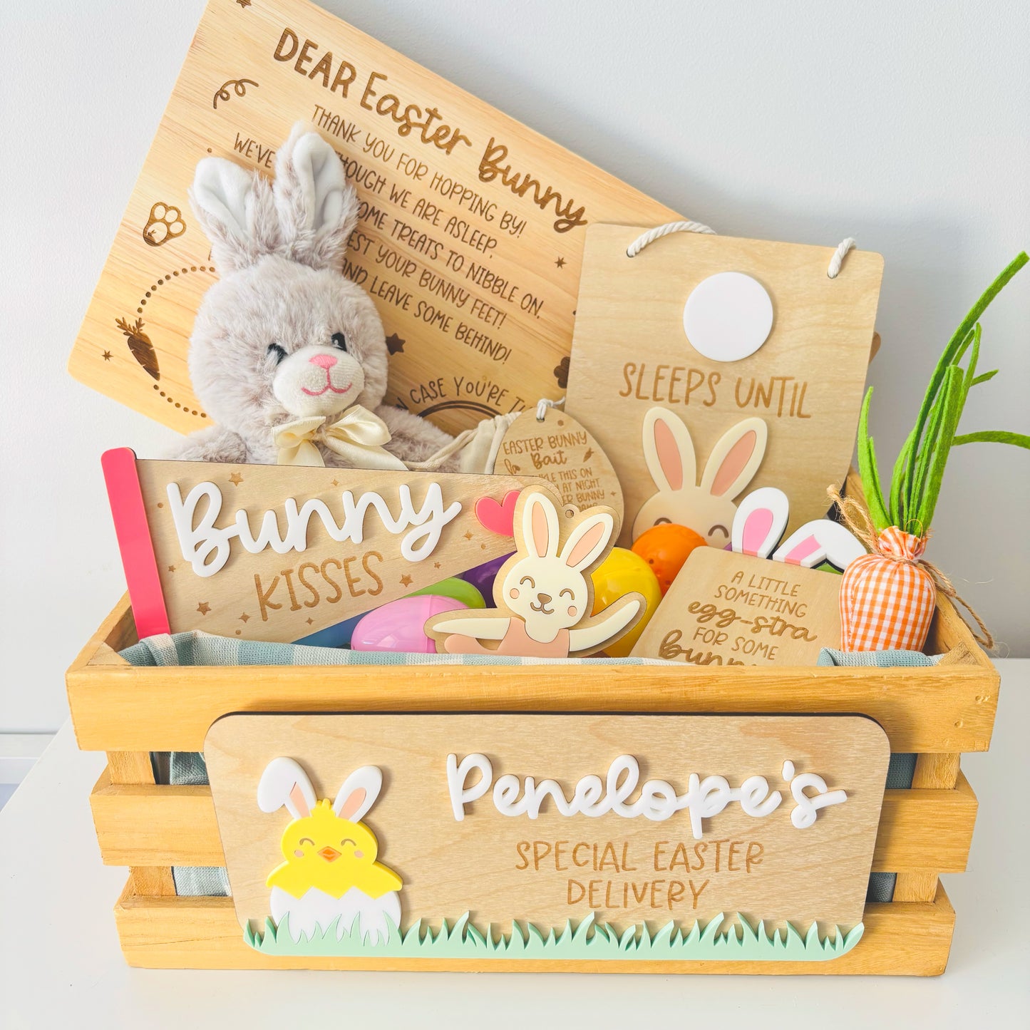 Personalised Chick Easter Crate Plaque