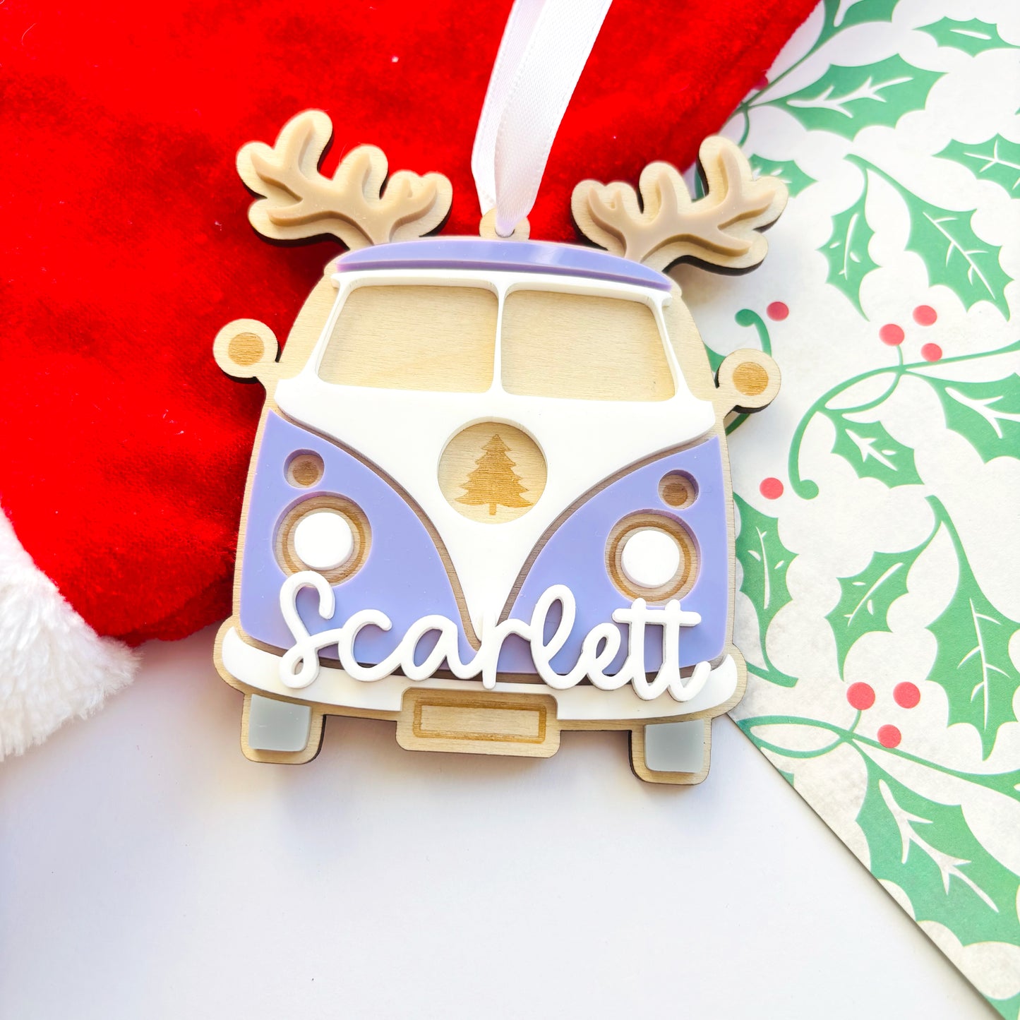 Personalised Reindeer Combi Van Christmas Ornament