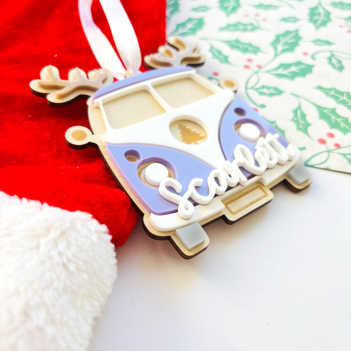 Personalised Reindeer Combi Van Christmas Ornament