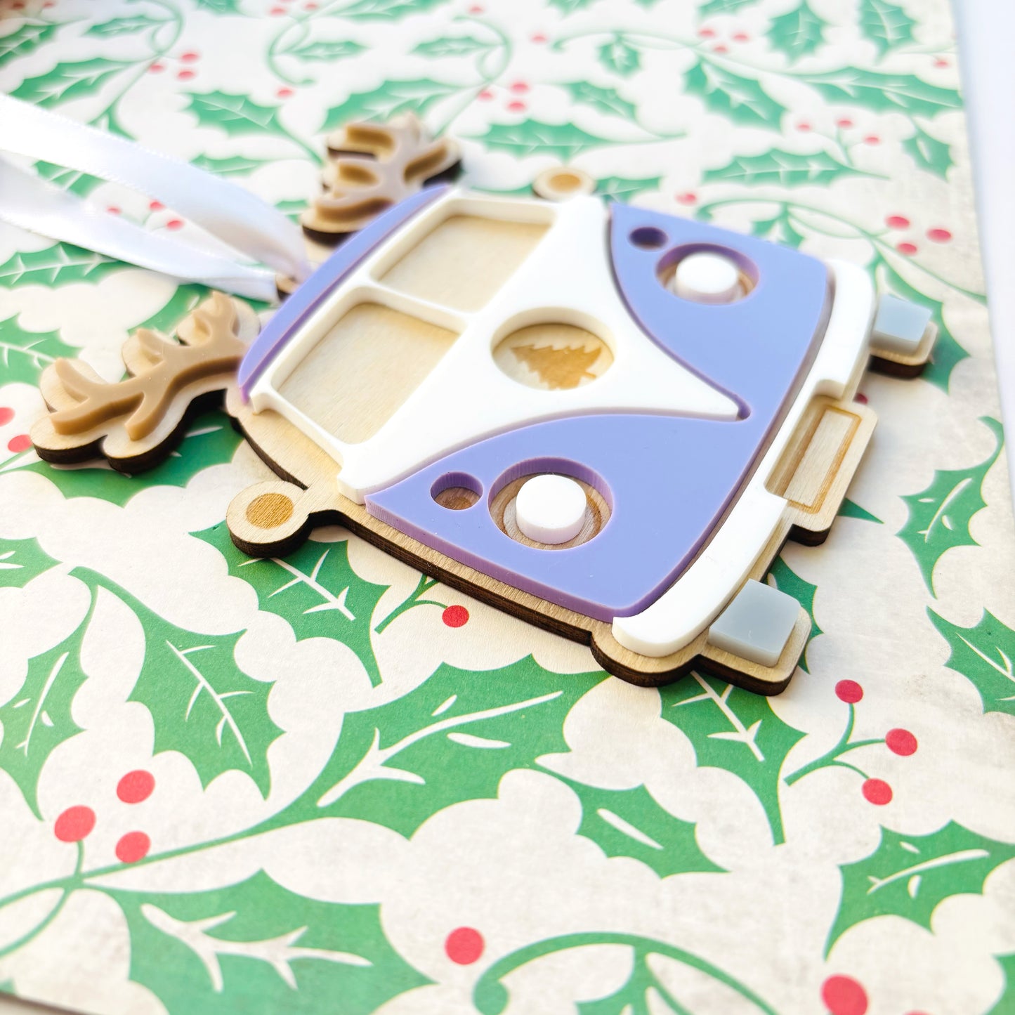 Personalised Reindeer Combi Van Christmas Ornament