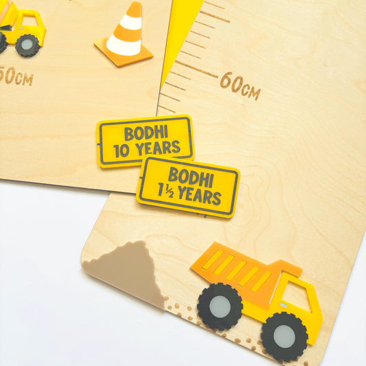 Personalised Under Construction Height Chart Markers