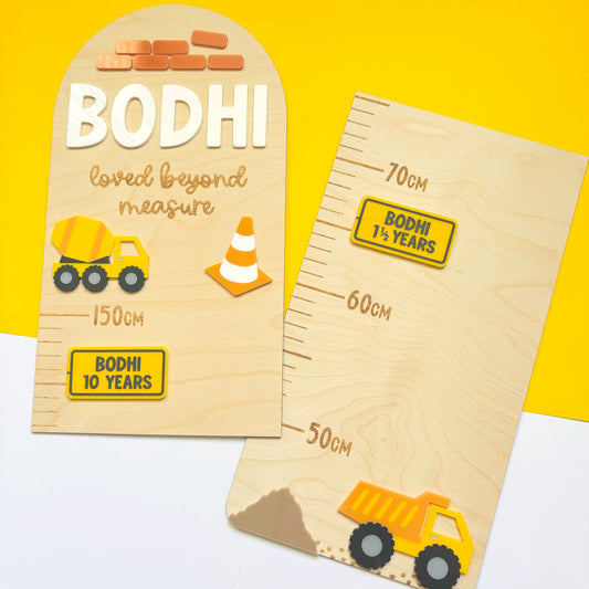 Personalised Under Construction Height Chart Markers