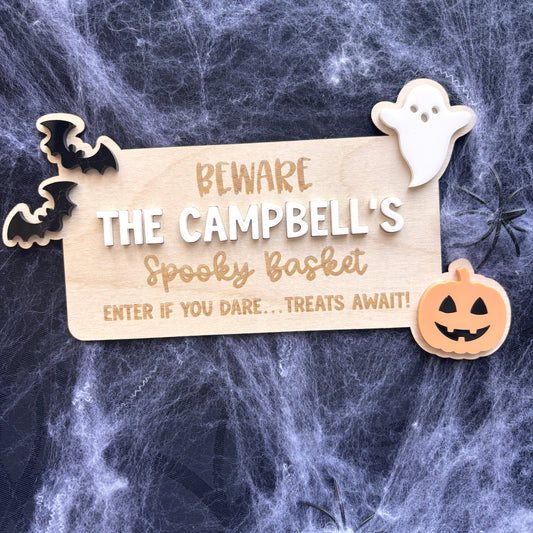 Spooky Basket Halloween Personalised Plaque