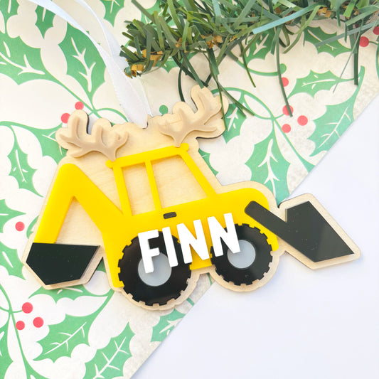Personalised Construction Digger Christmas Ornament