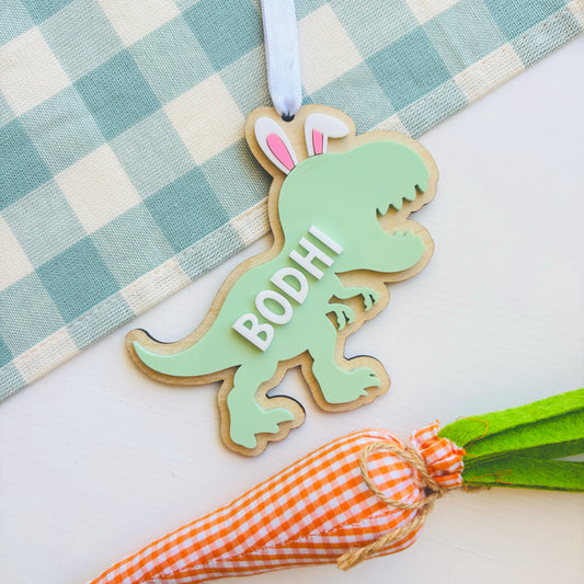 Personalised Dinosaur Easter Basket Tag