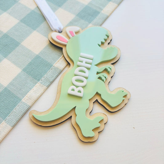 Personalised Dinosaur Easter Basket Tag