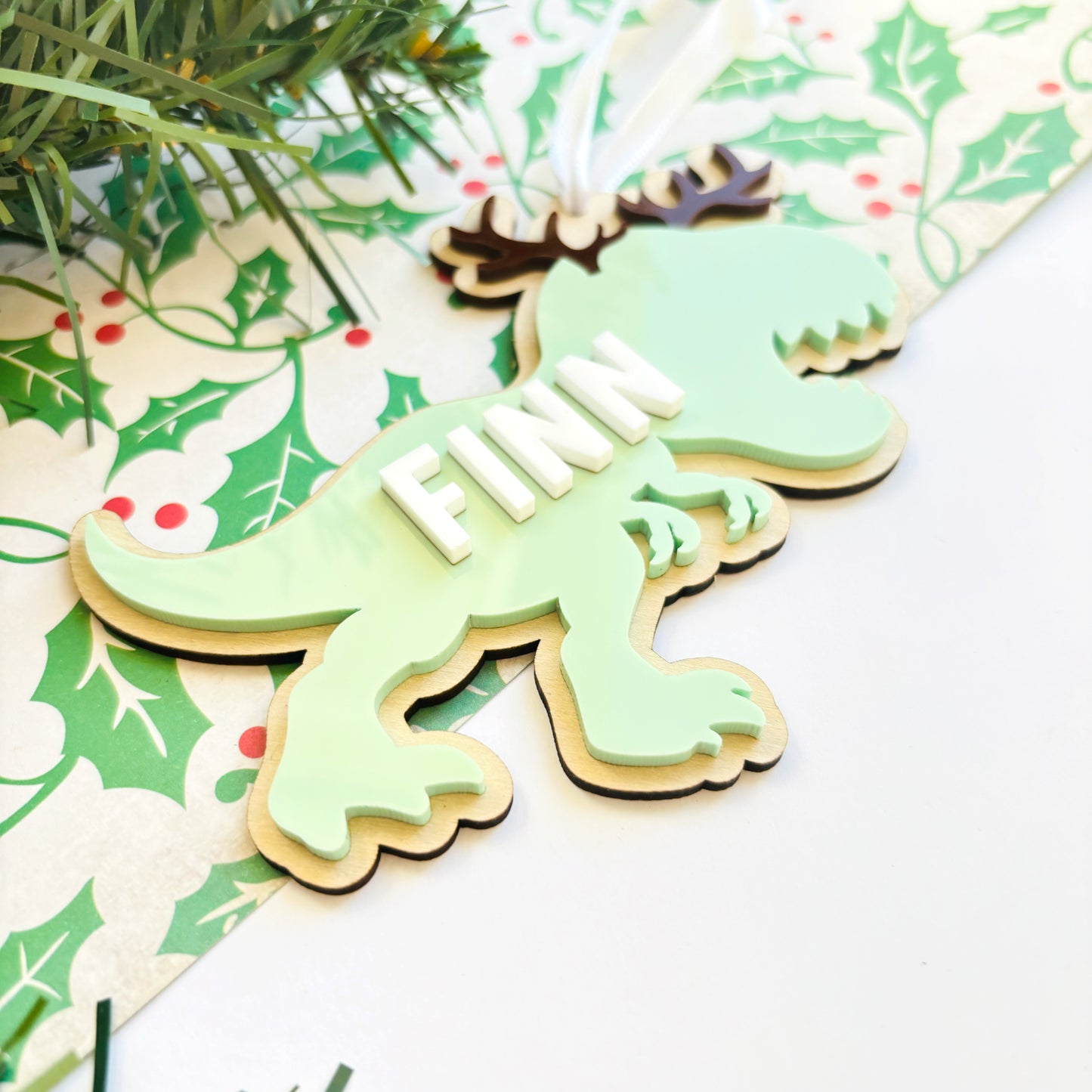 Personalised Dinosaur Christmas Ornament