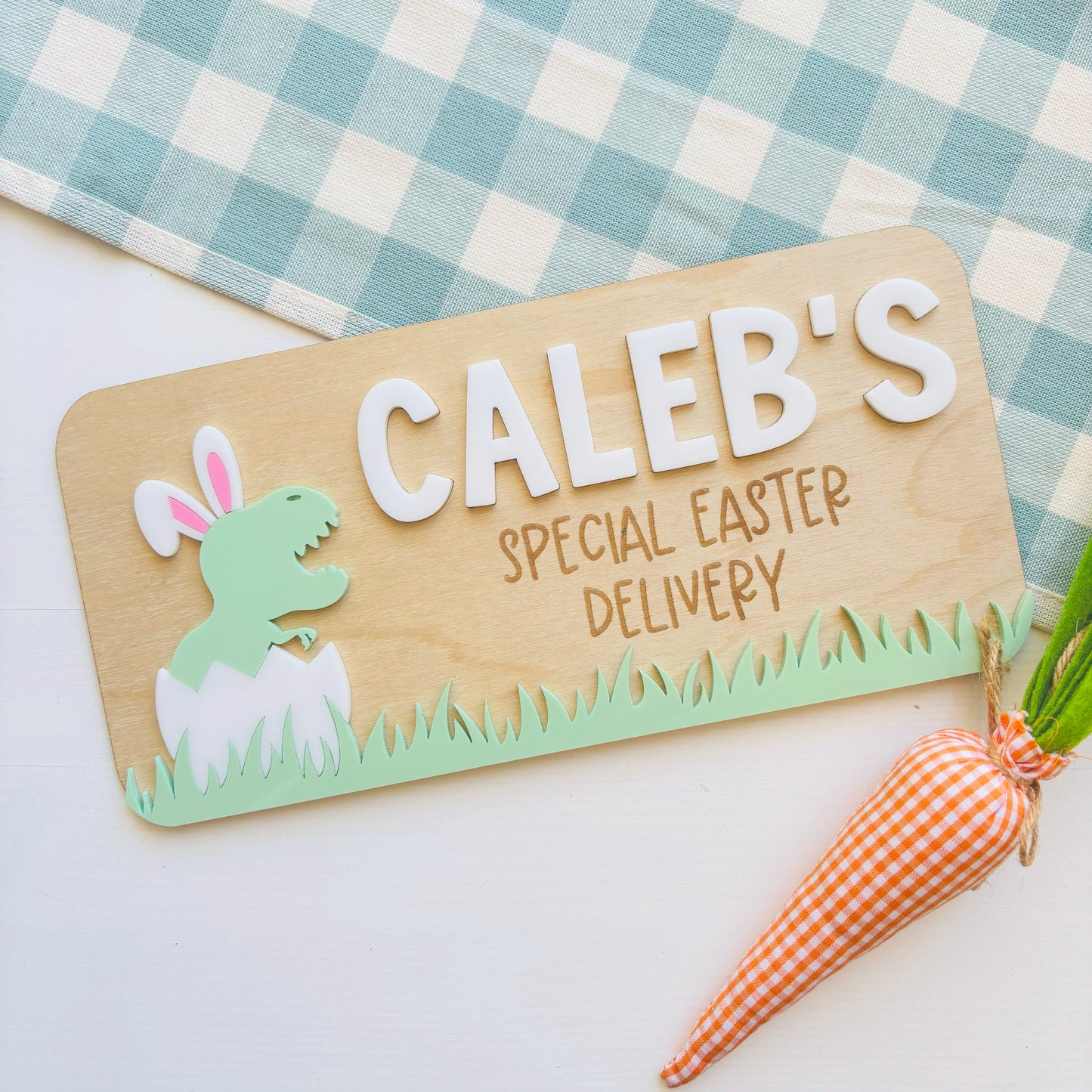 Personalised Dinosaur Easter Crate Plaque