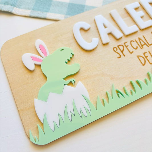 Personalised Dinosaur Easter Crate Plaque