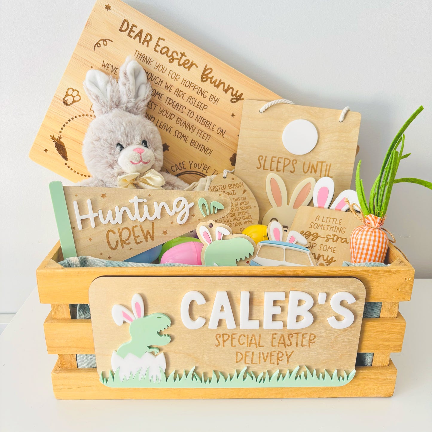 Personalised Dinosaur Easter Crate Plaque