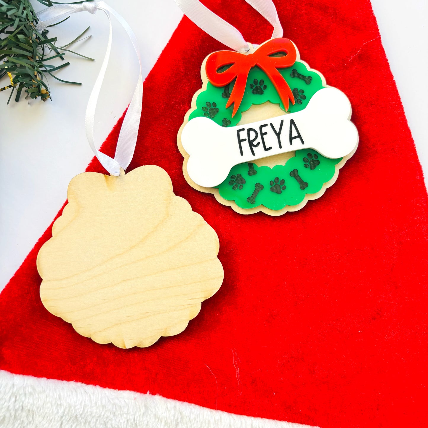 Personalised Dog Wreath Christmas Ornament