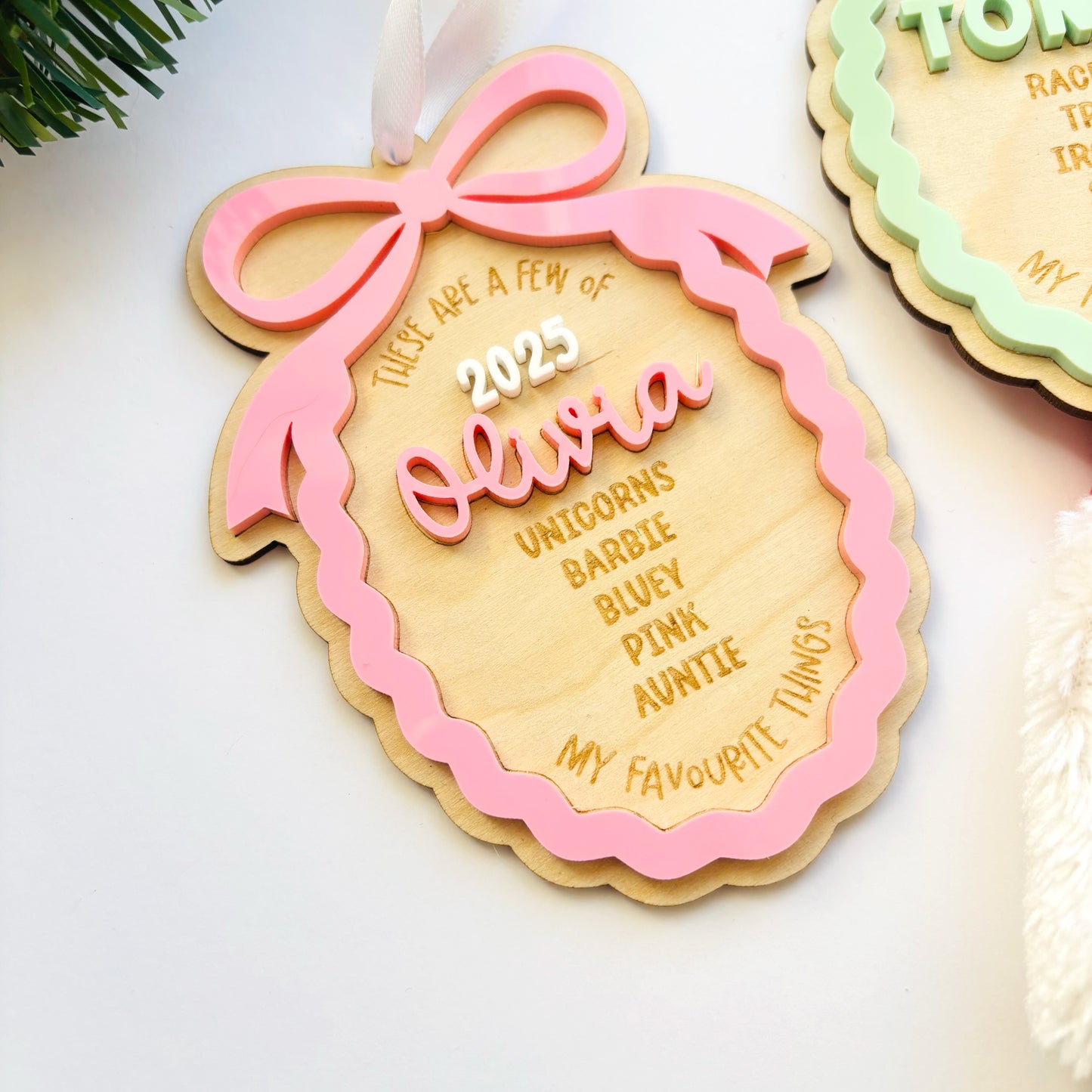My Favourite Things Personalised Christmas Ornament