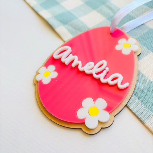 Flower Egg Easter Basket Tag