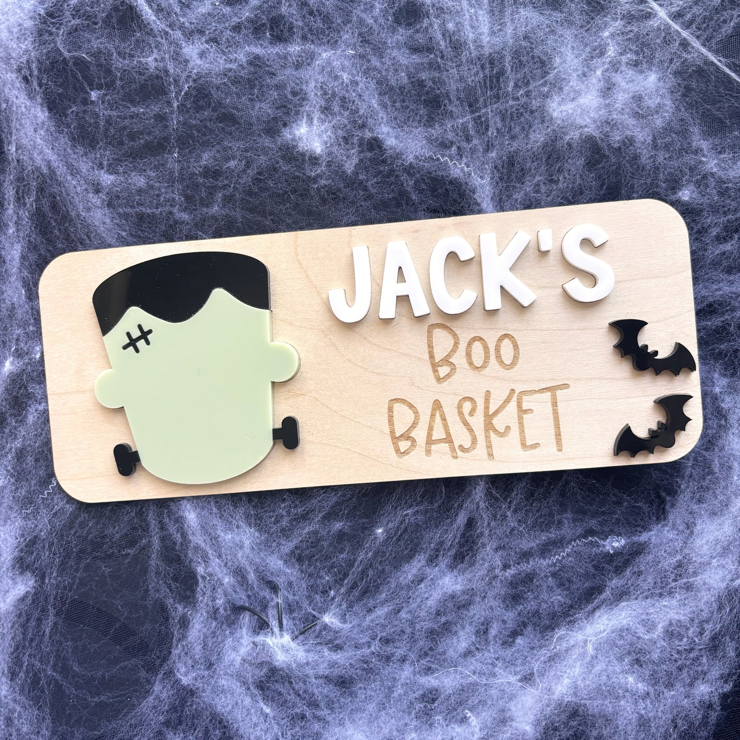 Frankenstein Boo Basket Halloween Personalised Plaque