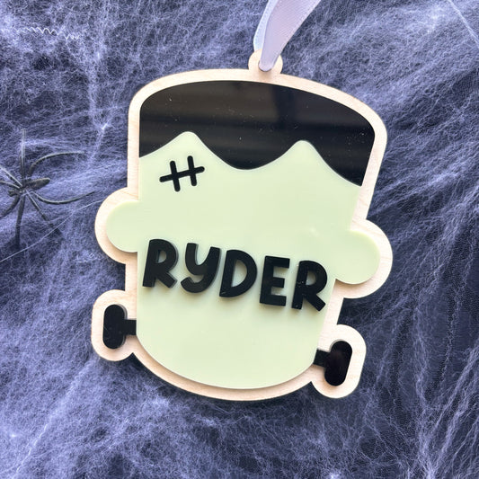Personalised Frankenstein Halloween Basket Tag