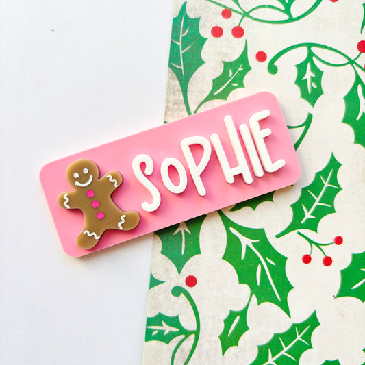 Gingerbread Christmas Acrylic Name Badge