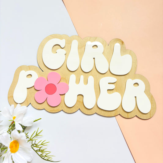 Girl Power Floral Wall Plaque