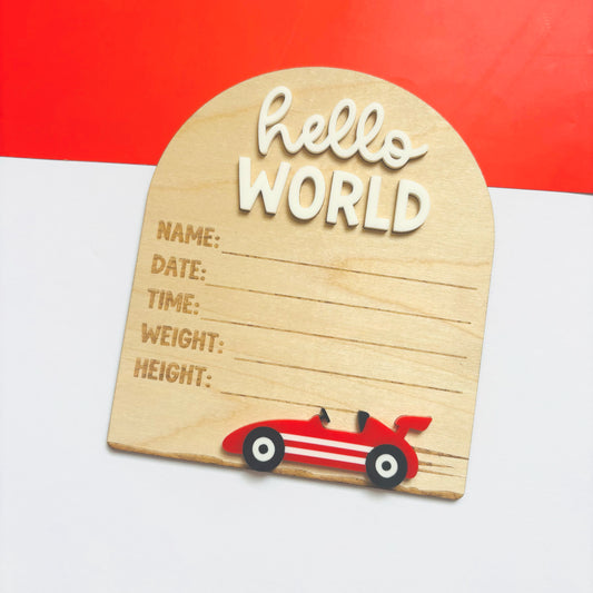 Little Racer Birth Announcement Plaque