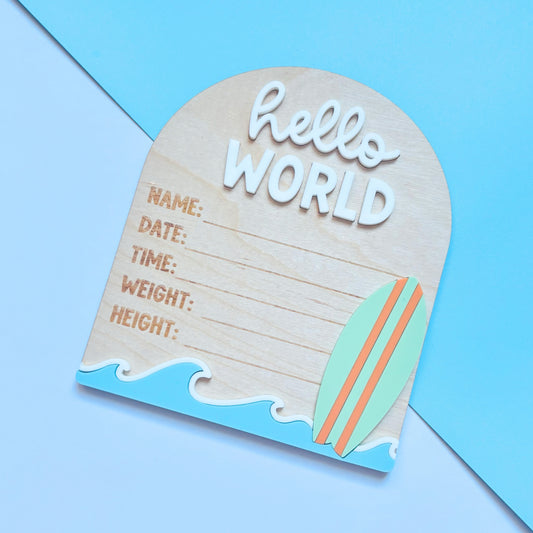 Surfs Up Birth Announcement Plaque