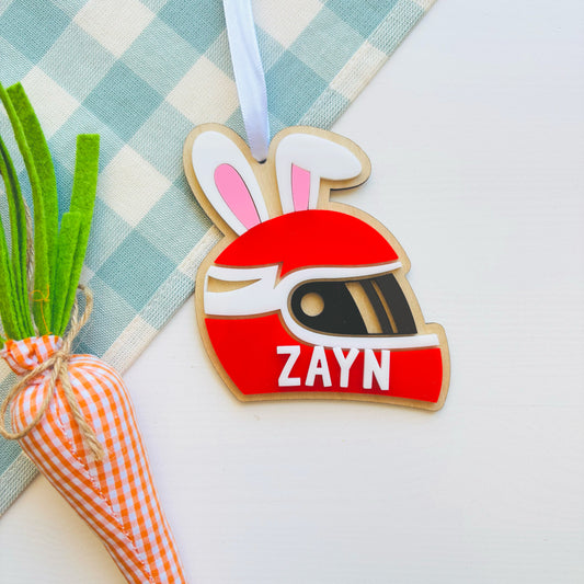 Racing Helmet Easter Basket Tag
