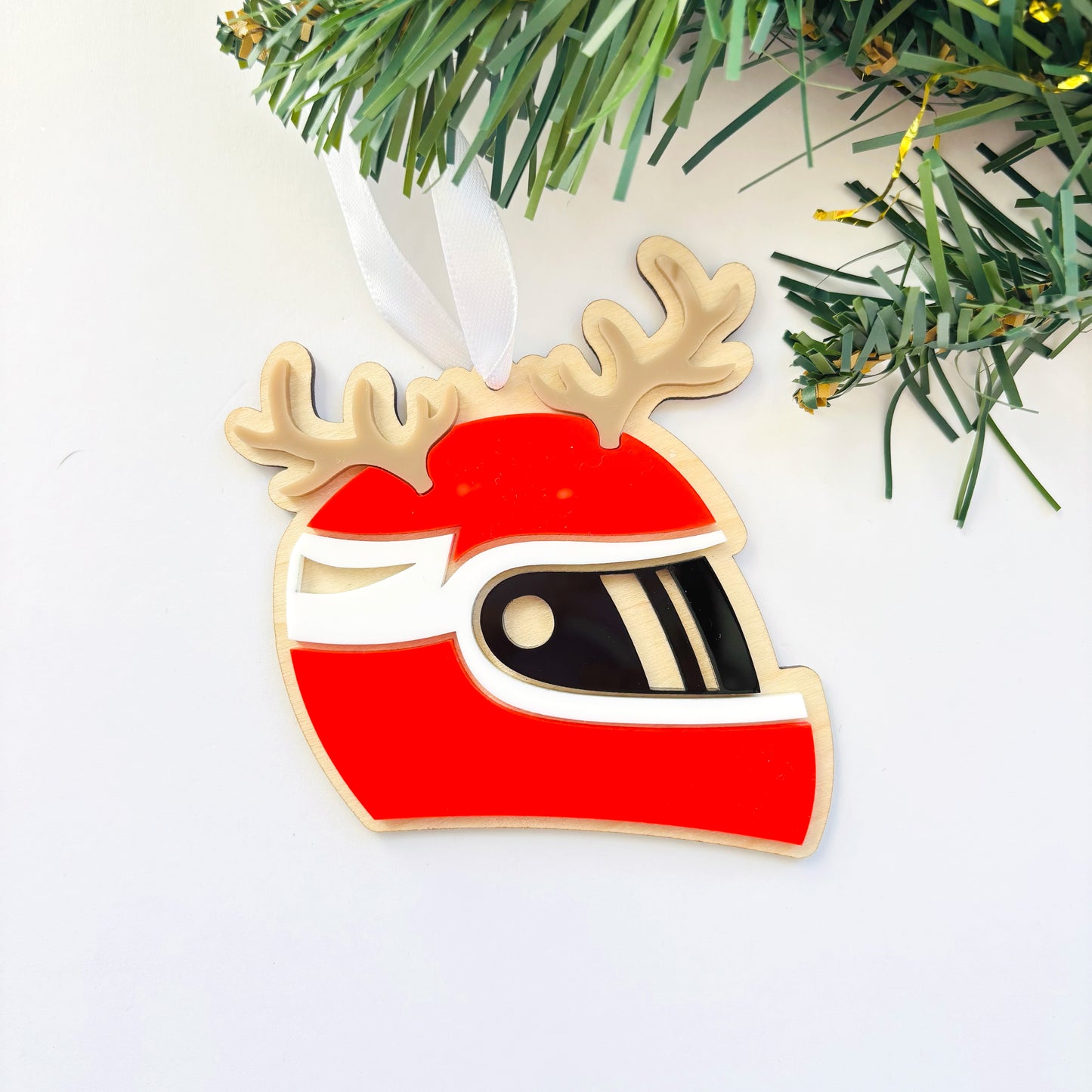 Personalised Acrylic Racing Helmet Christmas Ornament