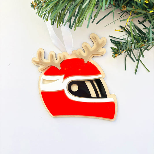 Personalised Acrylic Racing Helmet Christmas Ornament