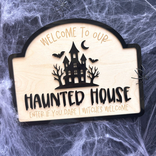 Halloween Haunted House Plaque