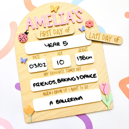 In Bloom Personalised Back to School Board