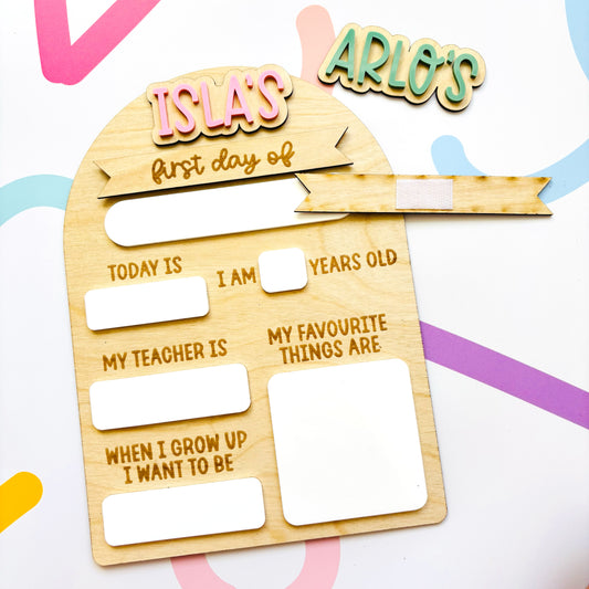 Interchangeable First Day of School Board