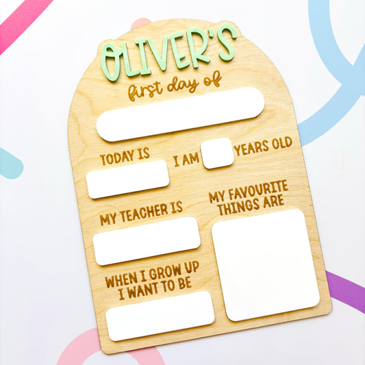 Large Personalised First Day of School Board